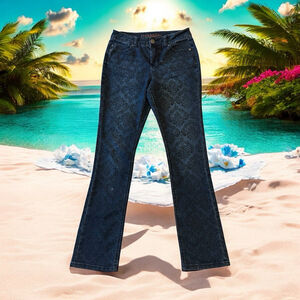 Liverpool Sadie Straight Jeans Blue Fancy Print Womens 4 / 27 Mid-Rise City Chic